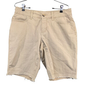 Time & Tru Womens Shorts Tan Size 8 5 Pocket Cotton Blend Belt Loops